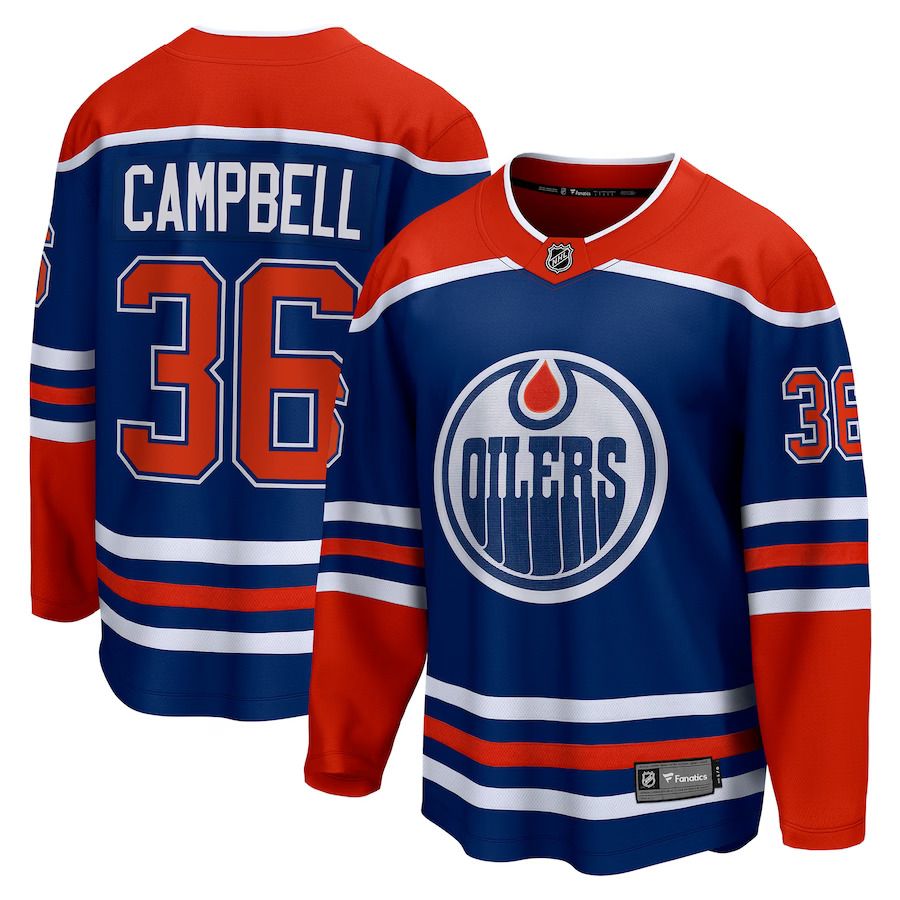 Men Edmonton Oilers 36 Jack Campbell Fanatics Branded Royal Home Breakaway Player NHL Jersey